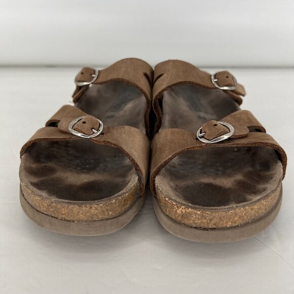 Mephisto‎ Hannel Slide Sandals Womens EU 38 US 8 Brown Leather Double Strap - Picture 3 of 12